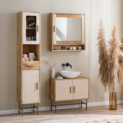 Yasote Solid Wood Mirror Cabinet